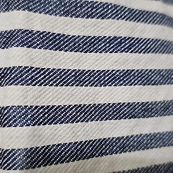 Zara Women's XS Blue Denim Striped Crop Top with Side Zip - Picture 2 of 4